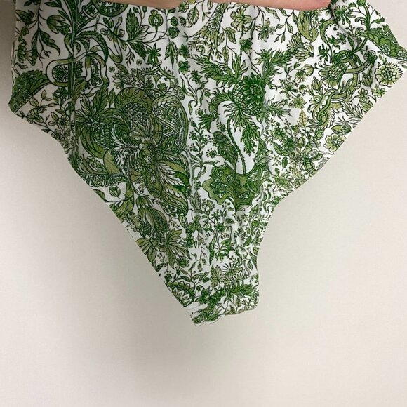 Berlook Retro Floral Drawstring Ruched One-Piece Swimsuit Womens XS Green - Picture 5 of 8